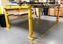 Steel fabricated workbench, approximately 2.8m x 1.4m