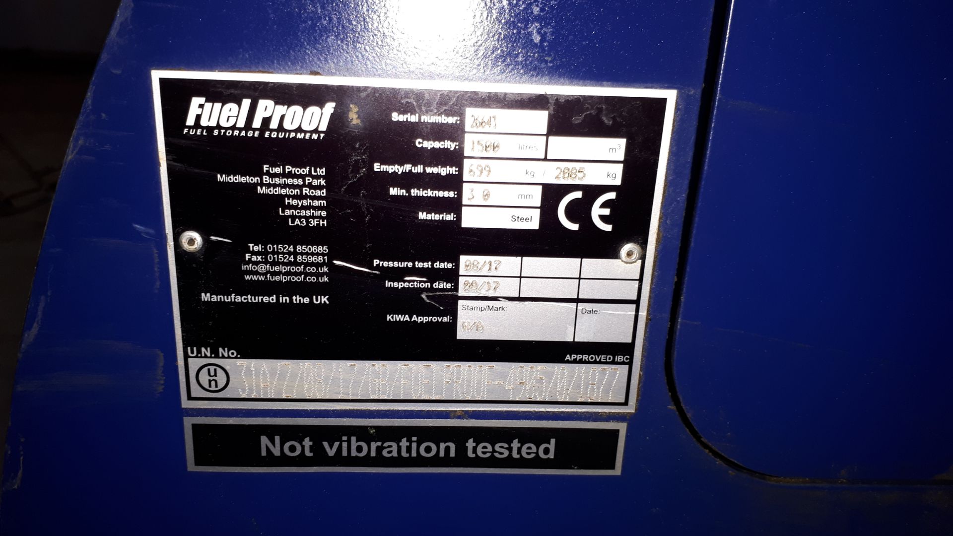 Fuel Proof Welded Steel Bunded Bowser, 1500 Litre Capacity on Forklift Frame - Image 2 of 2