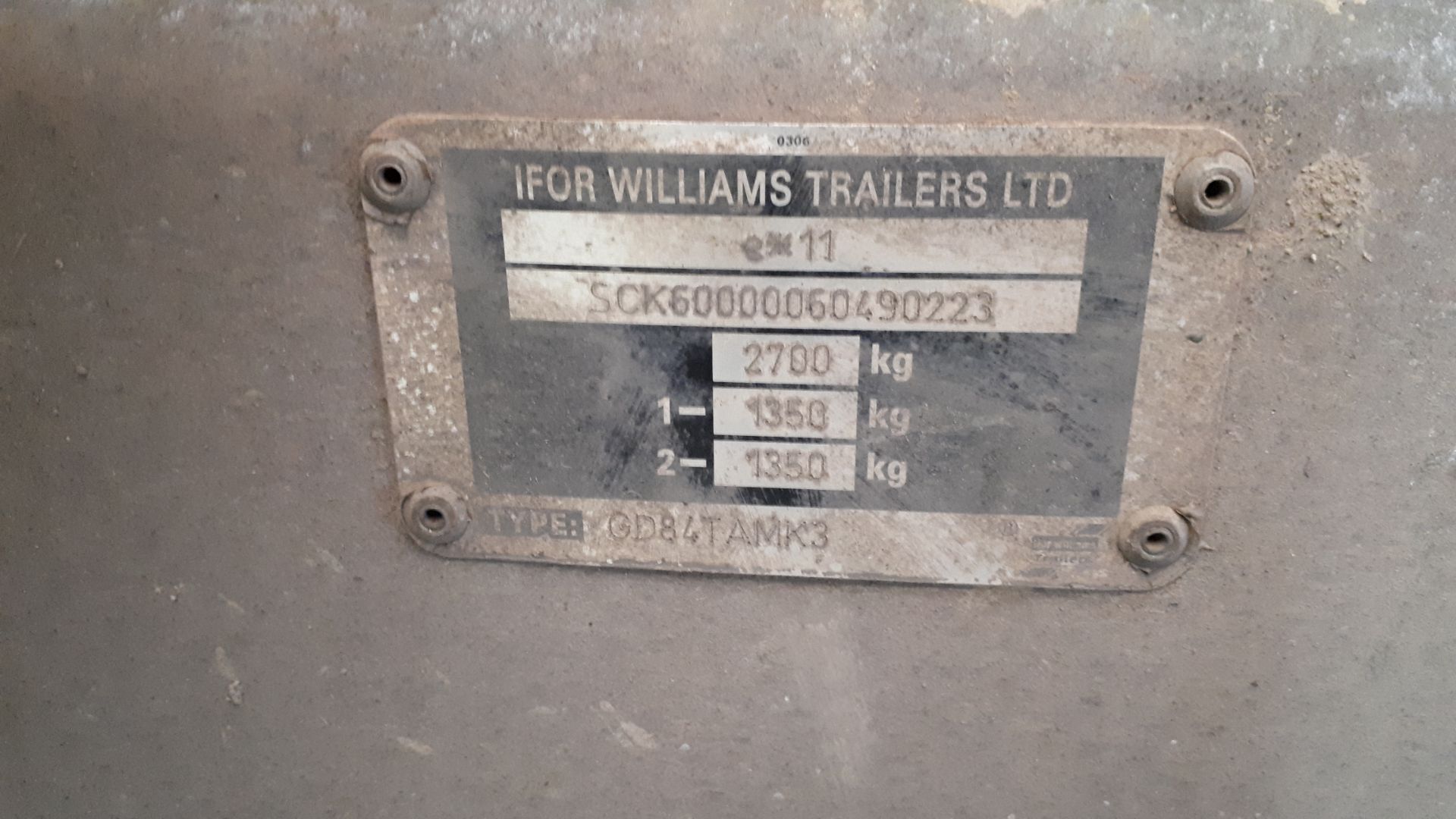 Ifor Williams Twin Axle Plant Trailer, 2700kg Serial Number SCK60000060490223 - Image 3 of 3