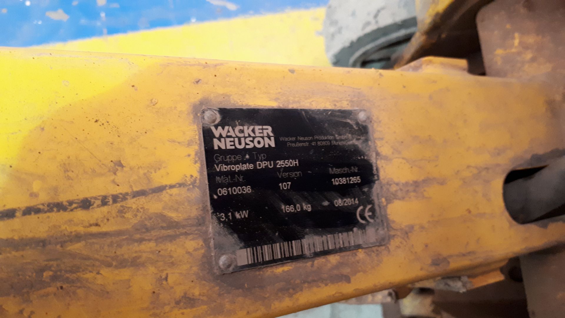 Wacker Neuson DPU 2550H Vibratory 50L Compactor serial number 0610036 (08/14) - Image 2 of 2