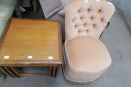 A Nest of Three Tables together with a Sherborne Upholstered Bedroom Chair (2) (est £20-£40)