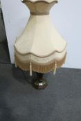 An Ornate Lamp with Green/Gold Base and Cream Shade with Tassels (Purchased from Hull Lighting £110)