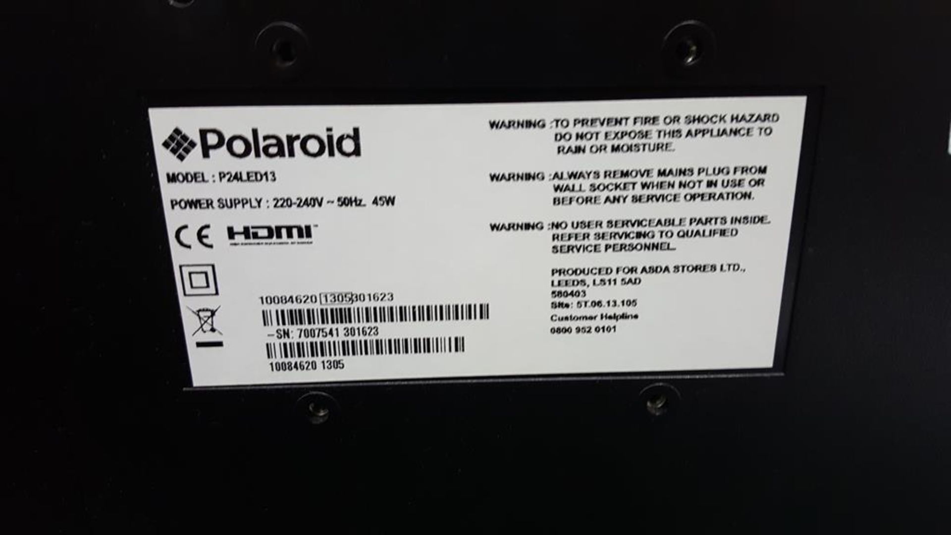 * A Polaroid 24inch Monitor (model P24LED13) no Remote together with Polaroid Scart Digital Set - Image 2 of 2