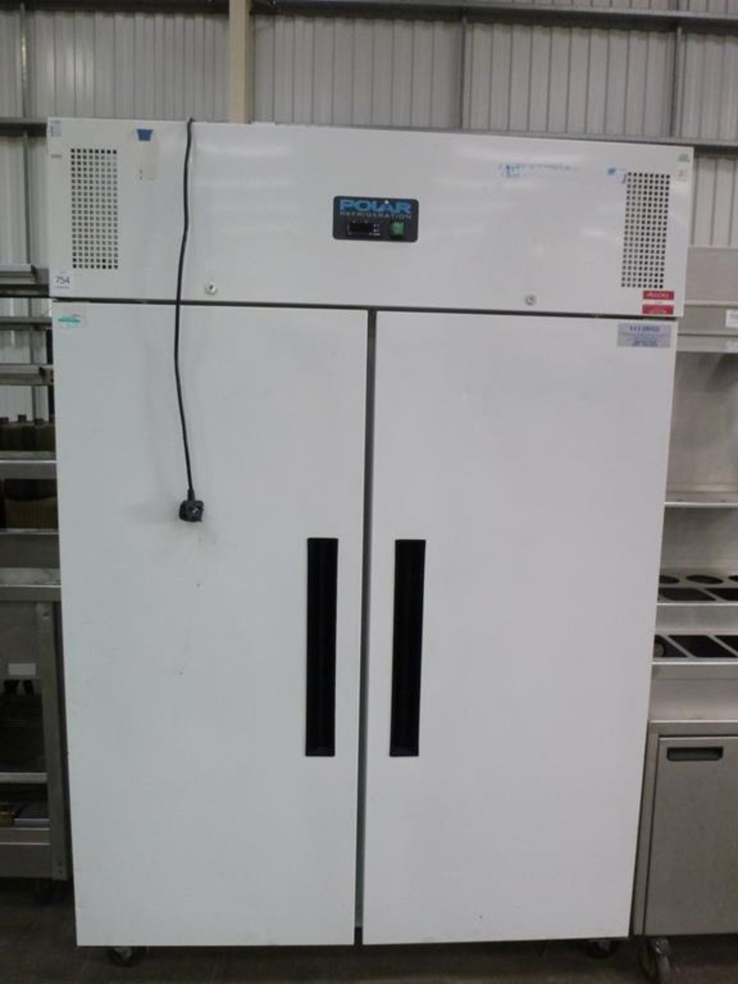 A Large Industrial Polar Refridgeration CD616/GN 1200 BTB Double Door Freezer. Please note there
