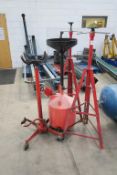 * 3 x Various Transmission Jacks together with an Oil Drain Tank and a Hand Operated Oil/Fluid Pump