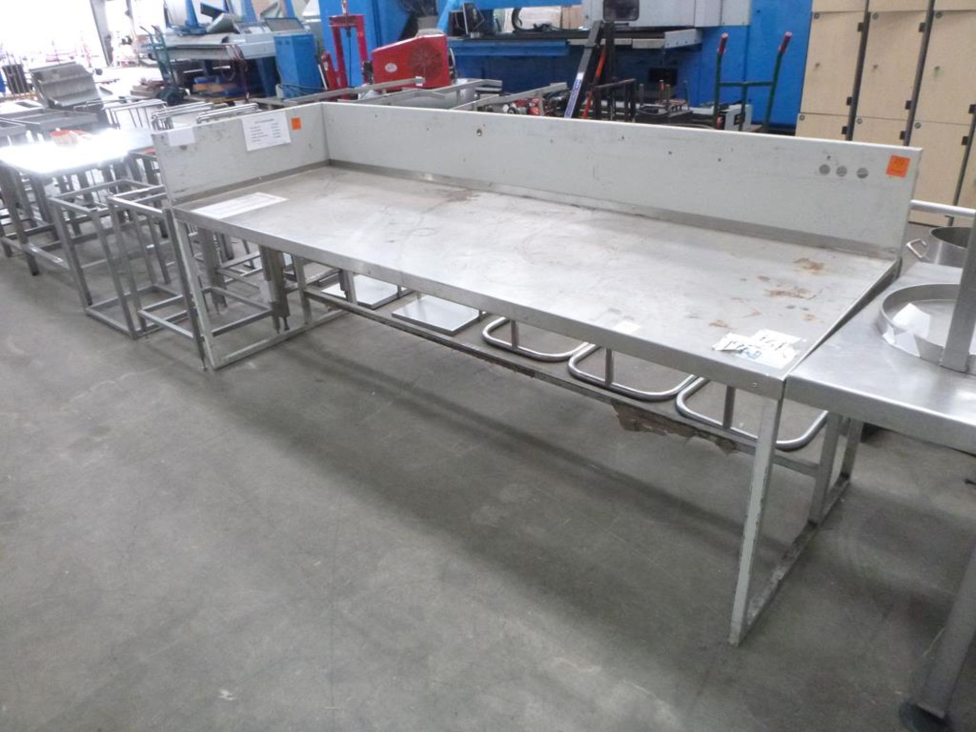 * Rectangular Steel Framed Table with Stainless Steel Top 2370mm x 770mm x 730mm high