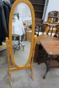 A Pine Cheval Mirror (H 151cm, W 59cm, D 42cm) (est £20-£40)