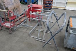 * A Portable Painting Frame together with 3 x various Trestles and a Masking Roll Trolley