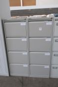 * 2 x Matching 4 Drawer Metal Filing Cabinets (no keys)