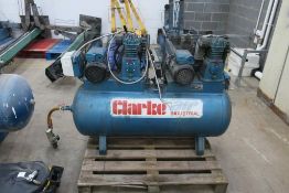 * A Clarke Industrial Air Compressor 1PH Model SE37D270 S/N 109937 YOM 2013. Please note there is