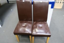 Charity Lot. Four Brown Faux Leather Chairs. No estimate or reserve