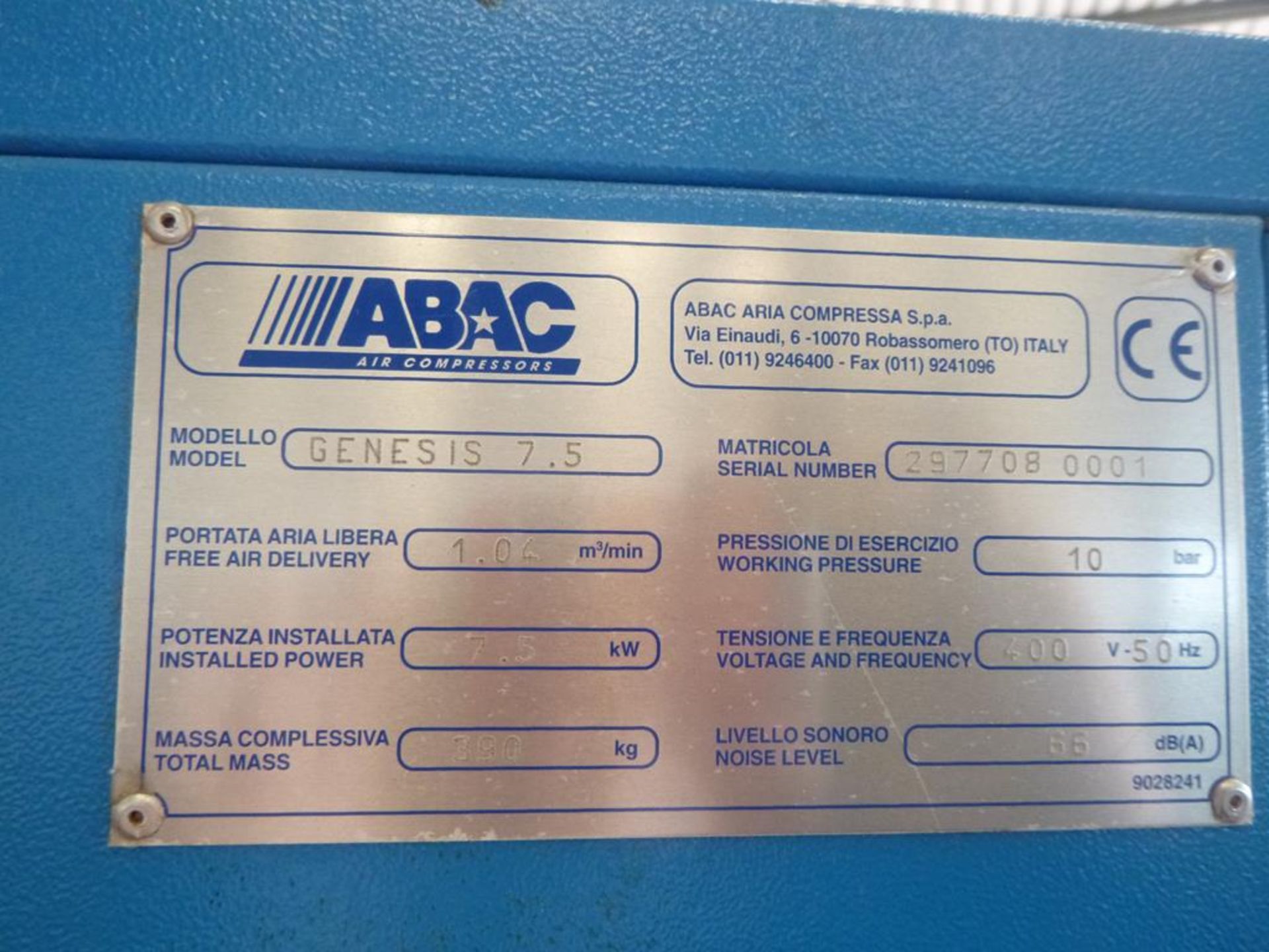 * ABAC Genesis 7.5 Screw Compressor - Image 7 of 7