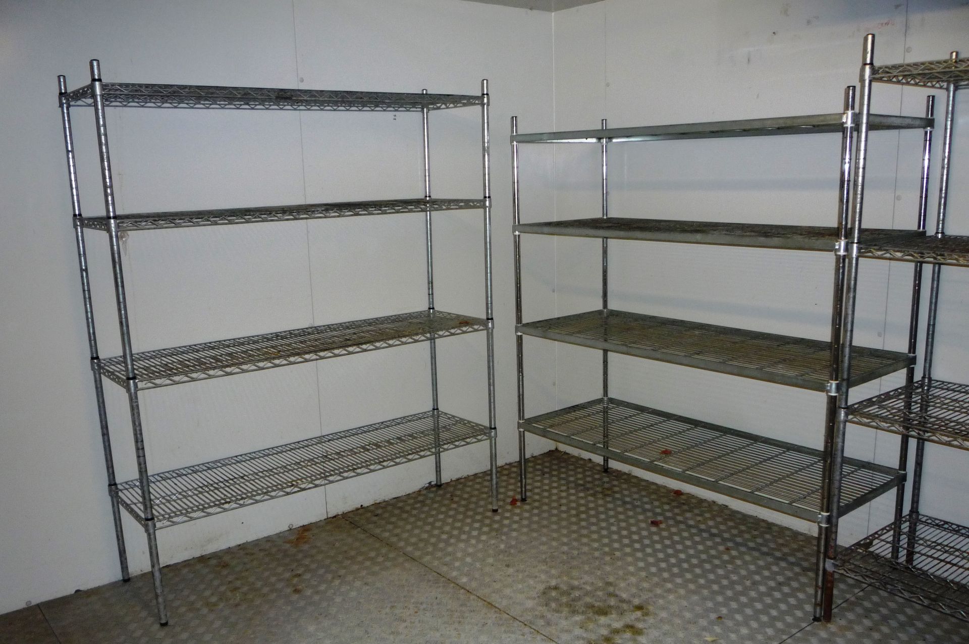 4 various 4 tier kitchen wire shelving units (walk