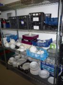 Quantity of crockery, tea pots, glass sundae dishe