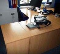 2 person work station comprising beech effect left
