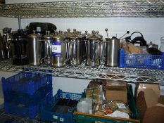 Quantity of stainless steel teapots/coffee pots/fl
