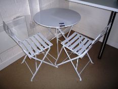 Foldable circular bistro table and 2 chairs white,