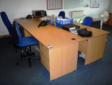 4 person work station comprising 4 beech effect re