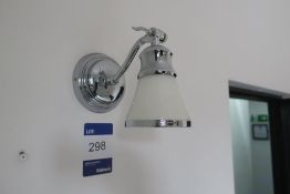 * 2 Chrome/Glass Wall Lights, Illuminated Bathroom Mirror, Curtain Pole and Curtains. This lot is