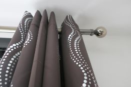 * Metal Curtain Pole and Pair of Curtains, Chrome/Glass Wall Light and Illuminated Bathroom