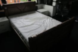 * Ornate Pine Double Sleigh Bed with Mattress. This lot is located in Room 422. Buyer's must bring