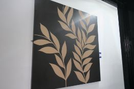 * Large 'Leafy' Wall Canvas - Brown. This lot is located in Corridor 200.