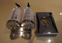 * Approx 250 Chromed Wall Mountable Toiletry Holders and Bottles to boxes, Qty of Chromed Hygiene