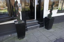 * 2 x Artificial Topiary Shrubs in Pots. This lot is located at the Front of the Hotel.