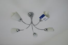 * Modern 5 Bulb Light Fitting, Metal Curtain Pole and pair of Curtains. This lot is located in