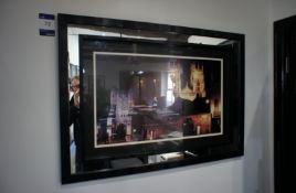 * Large Mirror Framed ''Church Scene'' Artwork to Wall. This lot is located in Reception.