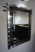 * Brushed Steel Ornate Wall Mirror. This lot is located in Reception.