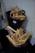 * Qty of Wooden Coat Hangers to box and 2 buckets. This lot is located in Room 100.