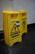 * 10 x Cleaning in Progress Signs. This lot is located in the Downstairs Toilet.