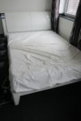 * White Contemporary Melamine Double Bed and Mattress with 2 White Melamine Two Drawer Bedside