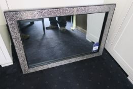* Rectangular Mirror with Shattered Glass Effect Frame. This lot is located in Room 411.