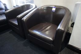 * 2 x Leather Effect Tub Chairs. This lot is located in Reception. Buyers must bring sufficient