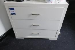 * White Melamine 3 Drawer Chest Unit, 4 x Chrome/Glass Wall Lights and a Large Rectangular Wall