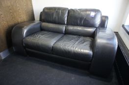 * Leather 2 Seater Settee - Black. This lot is located in Reception. Buyers must bring sufficient