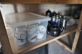 * Contents of shelf to include Tea Pots, Cafetiere Cups, Plates etc. This lot is located in Room