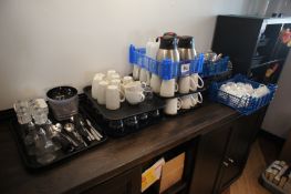 * Qty of Various Tableware including Toasting Cups, Glasses and Condiment Sets. This lot is