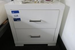 * 2 x White Melamine 2 Drawer Bedside Cabinets. This lot is located in Room 204. Buyer's must