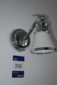 * 4 x Chrome/Glass Wall Lights, Metal Curtain Pole and Pair of Curtains. This lot is located in Room