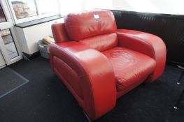 * Large Red Leather Armchair. This lot is located in the Conservatory