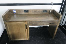 * Dark Oak effect Dresser/Desk with 2 Twin Electric Sockets and Adjustable Spot Light. (1250 x