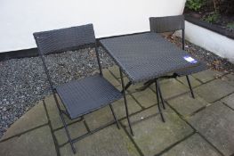 * 3 x Wicker Foldable Outdoor Garden/Patio Tables (600mm x 600mm) with 6 Matching Foldable Chairs.