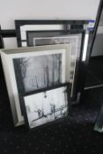 * Large Mirrored Black and White Prints with 2 x Various Black and White Prints. This lot is located