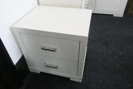 * 2 x White Melamine Two Drawer Bedside Cabinets. This lot is located in Room 411. Buyer's must