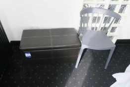 * Faux Leather Ottoman and Plastic Spindle Chair. This lot is located in Room 304.