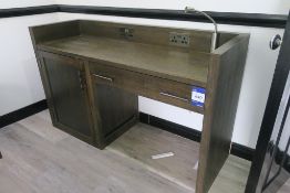 * Dark Oak effect Dresser/Desk with 2 Twin Electric Sockets and Adjustable Spot Light. (1500 x 500 x
