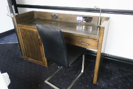 * Dark Oak effect Dresser/Desk with 2 Twin Electric Sockets and Adjustable Spot Light. (1250 x 760 x